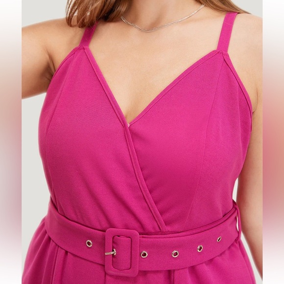 BloomChic Plus Size 3XL Plain Pocket Wrap Buckle Belt Jumpsuit us22-24 - Picture 3 of 7